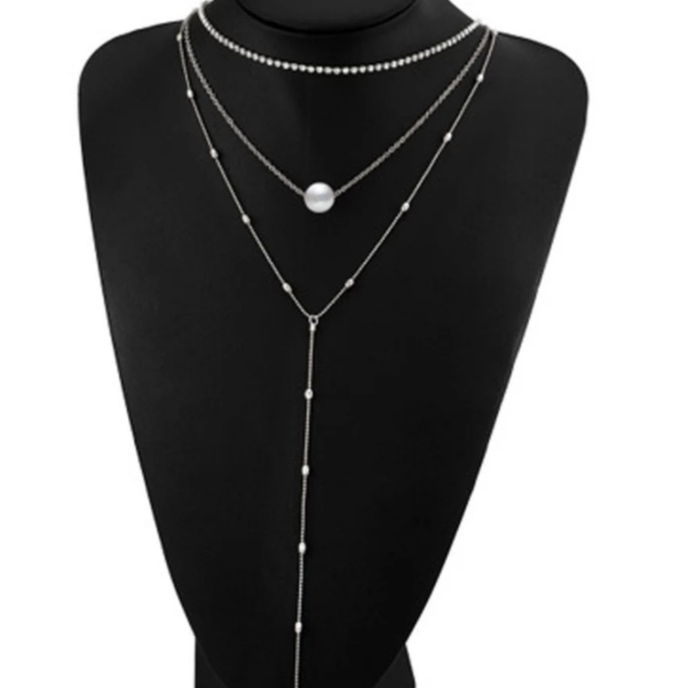 5 for $25 Three Faux Layer Pearl Necklace - Picture 3 of 6